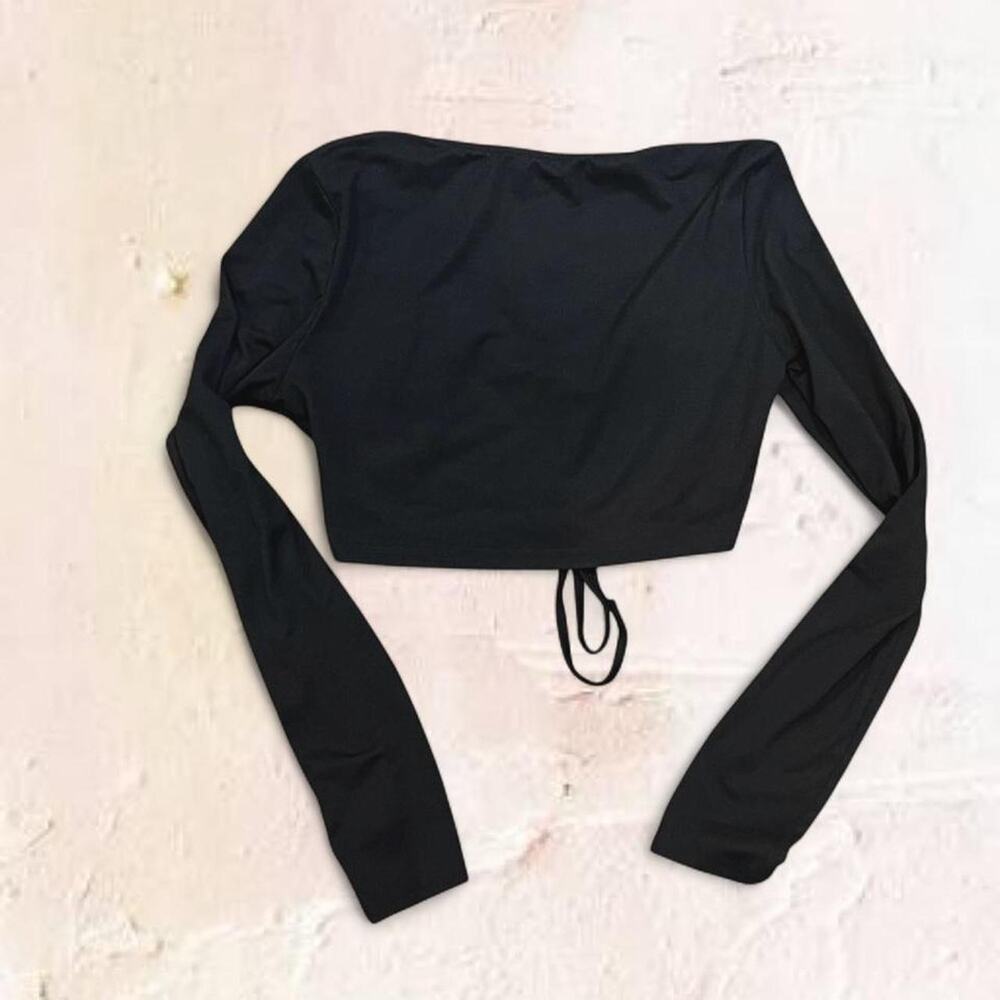 Shein black long sleeve crop top